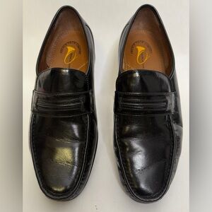 French Shriner Men Sz 10.5W Leather Slip On Loafer Dress Shoes Black Dayton.